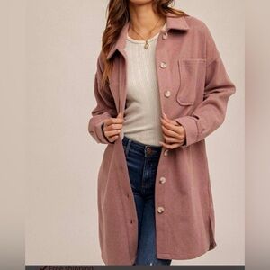HEM & THREAD Long Shacket In Grape NWT size Small oversized